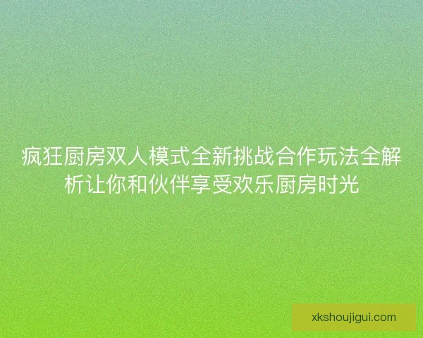疯狂厨房双人模式全新挑战合作玩法全解析让你和伙伴享受欢乐厨房时光